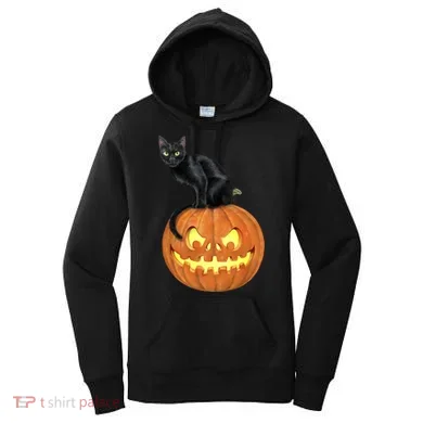 Black Cat Jack O' Lantern Pumpkin Women's Hoodie