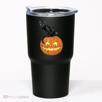 Black Cat Jack O' Lantern Pumpkin Tumbler thumb 0