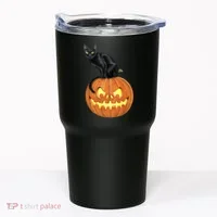 Black Cat Jack O' Lantern Pumpkin Tumbler thumb 0