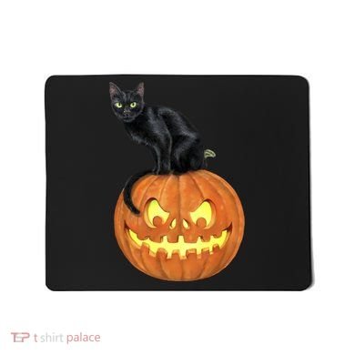 Black Cat Jack O' Lantern Pumpkin Mousepad