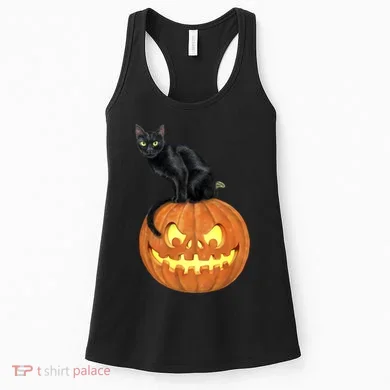 Black Cat Jack O' Lantern Pumpkin Women's Tank Top