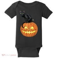 Black Cat Jack O' Lantern Pumpkin Baby Bodysuit thumb 0