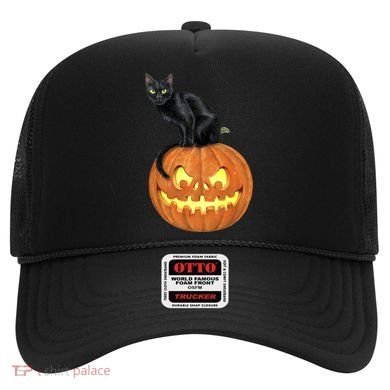 Black Cat Jack O' Lantern Pumpkin Hat