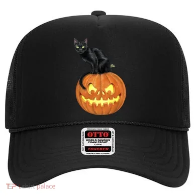 Black Cat Jack O' Lantern Pumpkin Hat