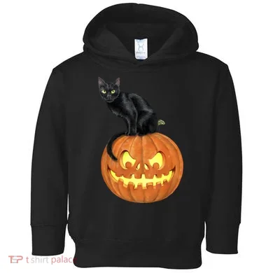 Black Cat Jack O' Lantern Pumpkin Toddler Hoodie