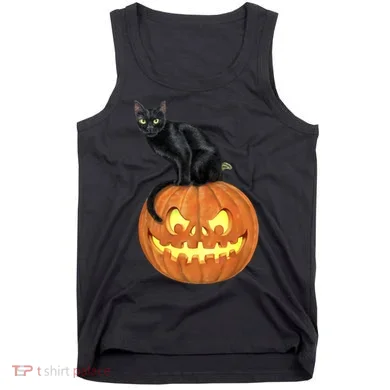Black Cat Jack O' Lantern Pumpkin Tank Top