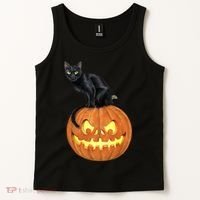 Black Cat Jack O' Lantern Pumpkin Tank Top thumb 2