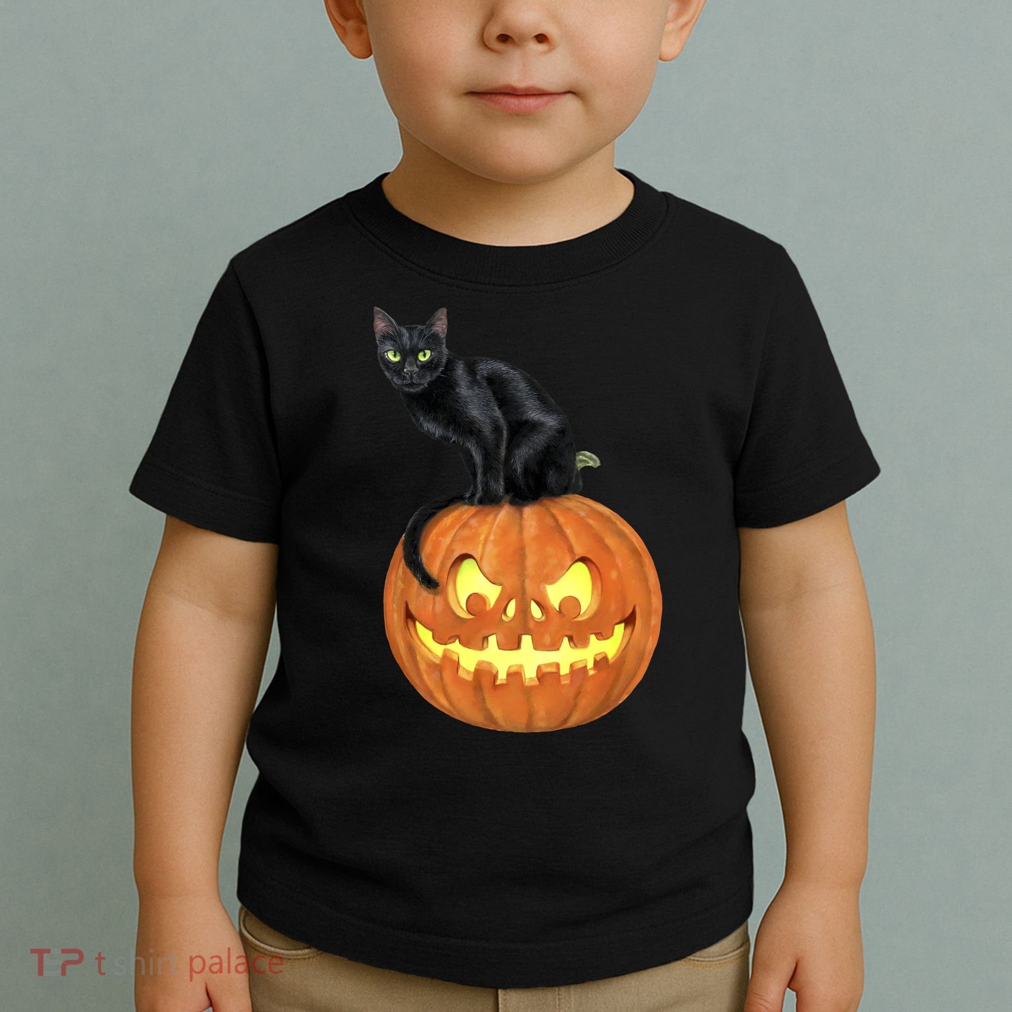 Black Cat Jack O' Lantern Pumpkin Toddler T-Shirt