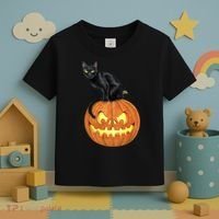 Black Cat Jack O' Lantern Pumpkin Toddler T-Shirt thumb 3