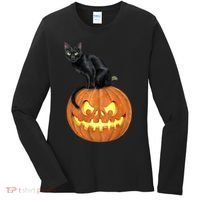 Black Cat Jack O' Lantern Pumpkin Women's Long Sleeve Shirt thumb 0