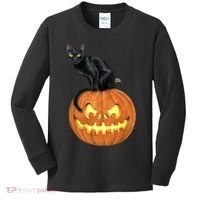 Black Cat Jack O' Lantern Pumpkin Kids Long Sleeve Shirt thumb 0