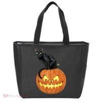 Black Cat Jack O' Lantern Pumpkin Tote Bag thumb 0