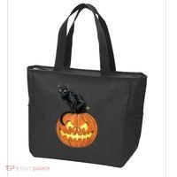 Black Cat Jack O' Lantern Pumpkin Tote Bag thumb 3