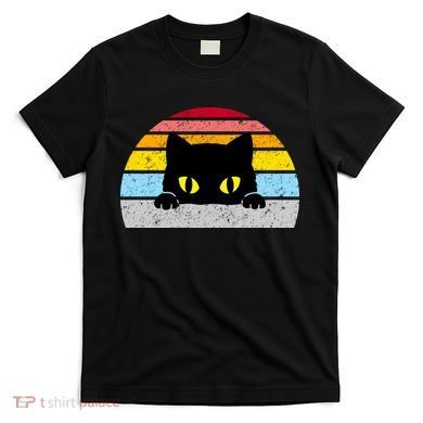 Black Cat Peaking Vintage T-Shirt