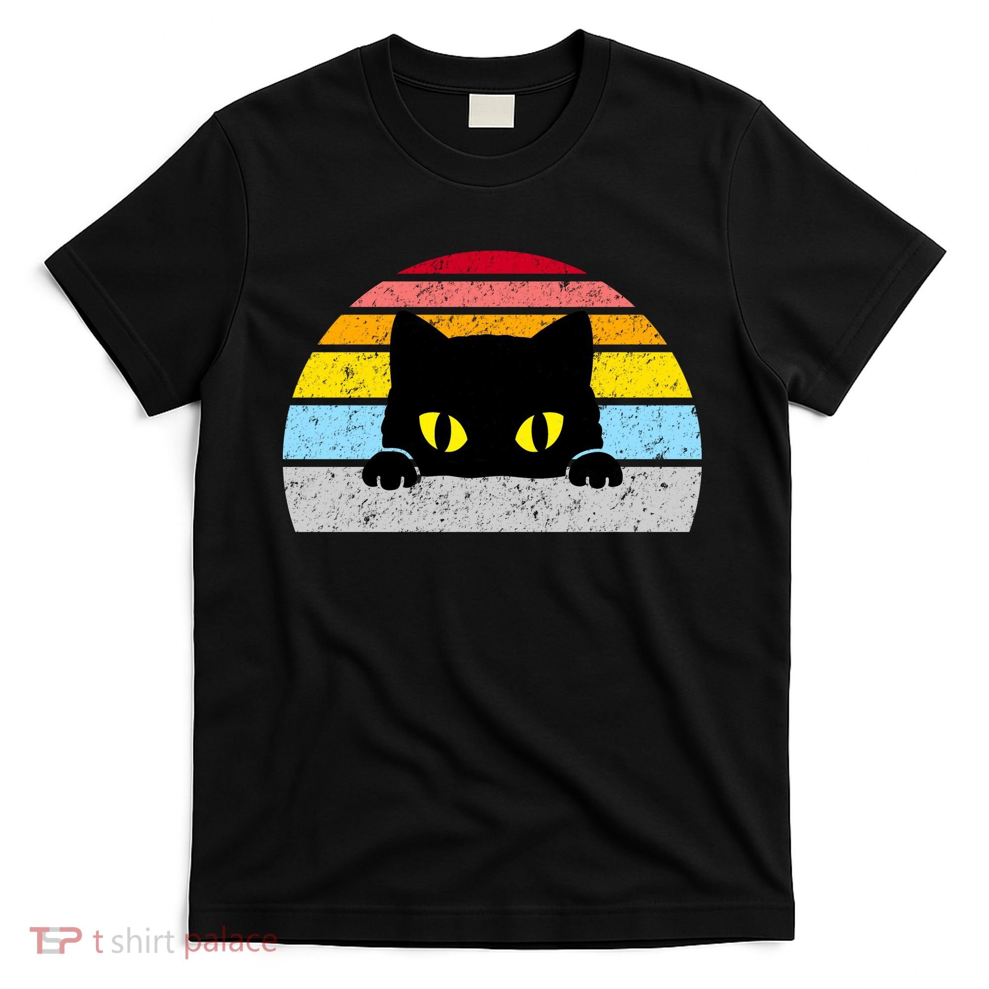 Black Cat Peaking Vintage T-Shirt