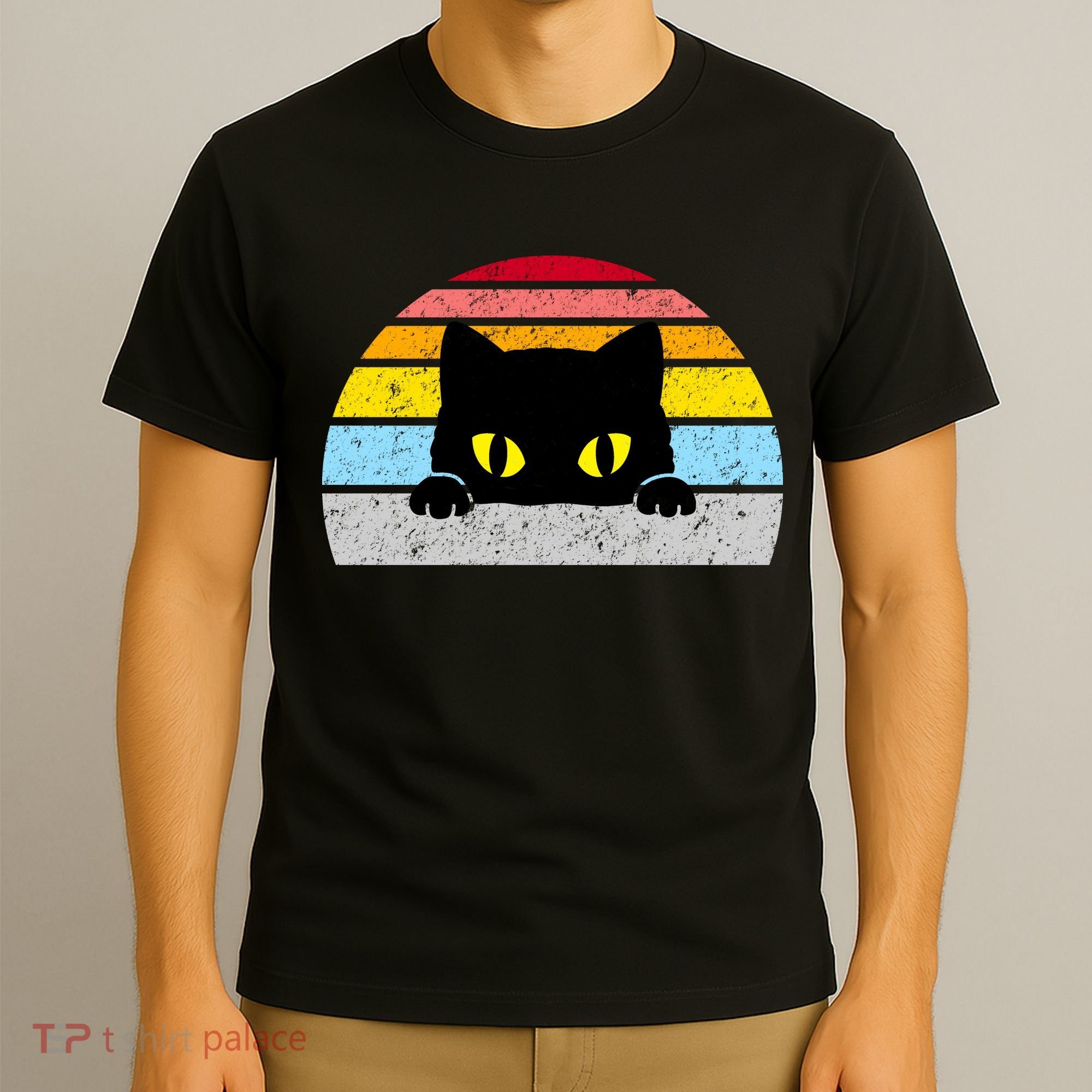 Black Cat Peaking Vintage T-Shirt