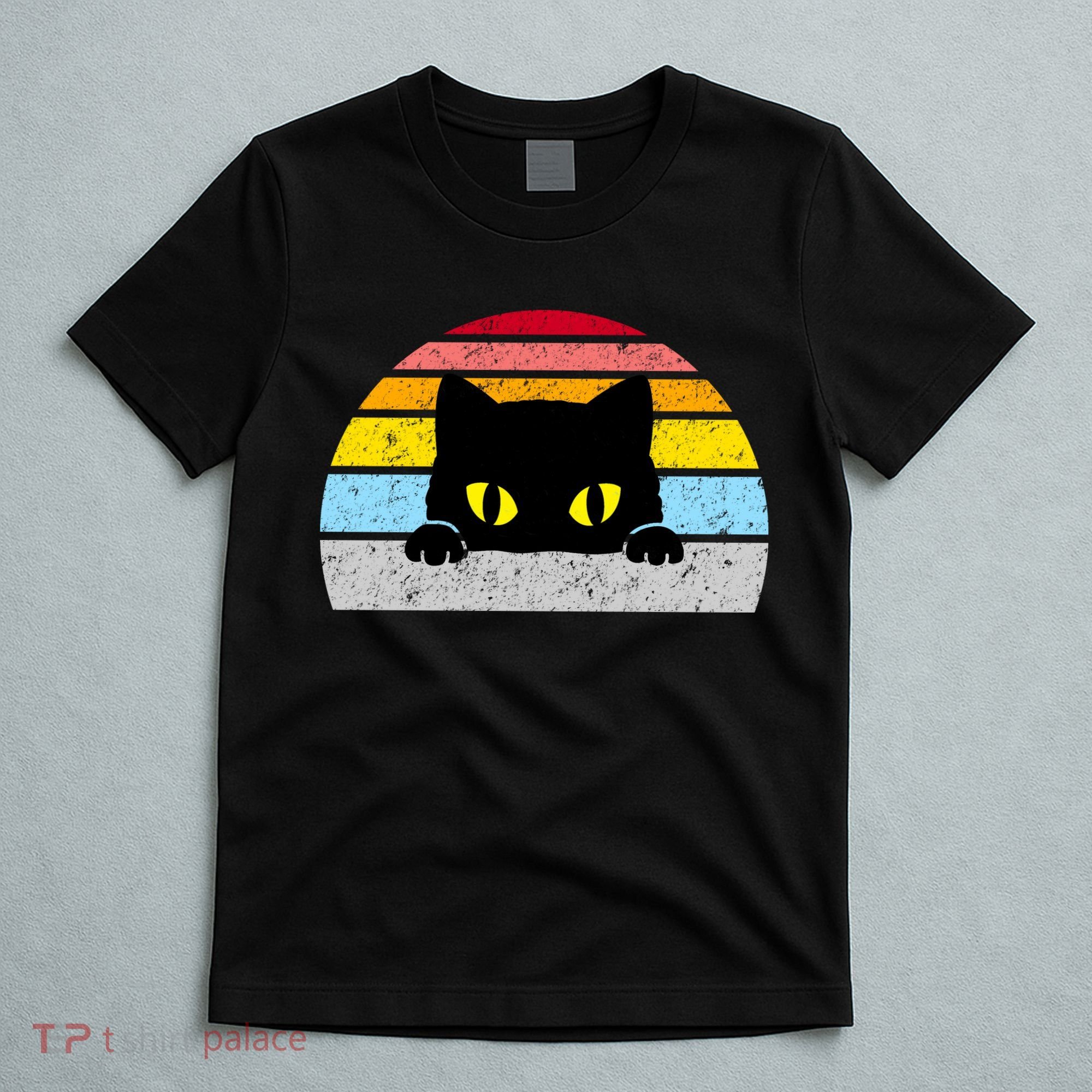 Black Cat Peaking Vintage T-Shirt