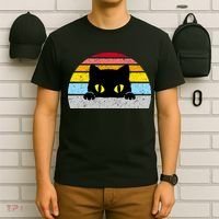 Black Cat Peaking Vintage T-Shirt thumb 6