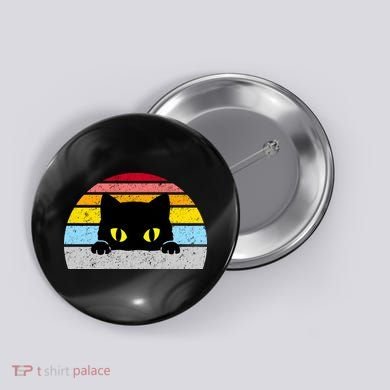 Black Cat Peaking Vintage Button