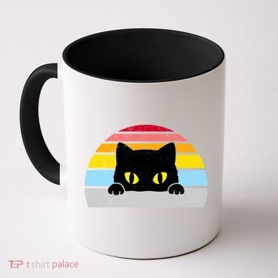 Black Cat Peaking Vintage Coffee Mug