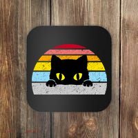 Black Cat Peaking Vintage Coaster thumb 0