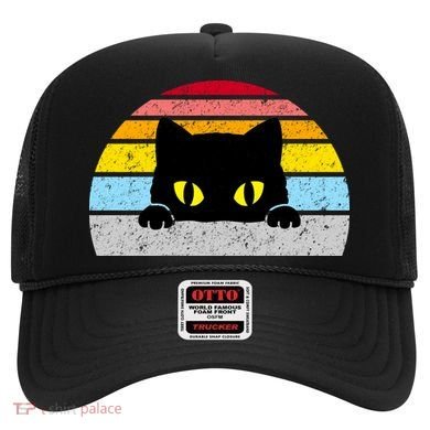 Black Cat Peaking Vintage Hat