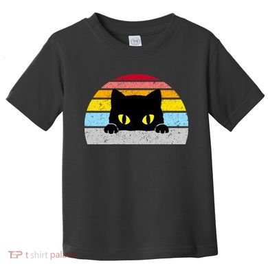 Black Cat Peaking Vintage Toddler T-Shirt
