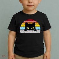 Black Cat Peaking Vintage Toddler T-Shirt thumb 2