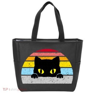 Black Cat Peaking Vintage Tote Bag
