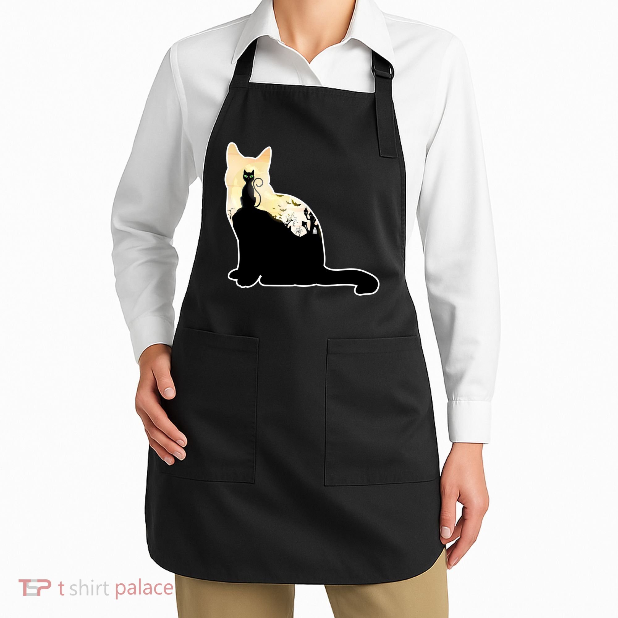 Black Cat Spooky Town Apron