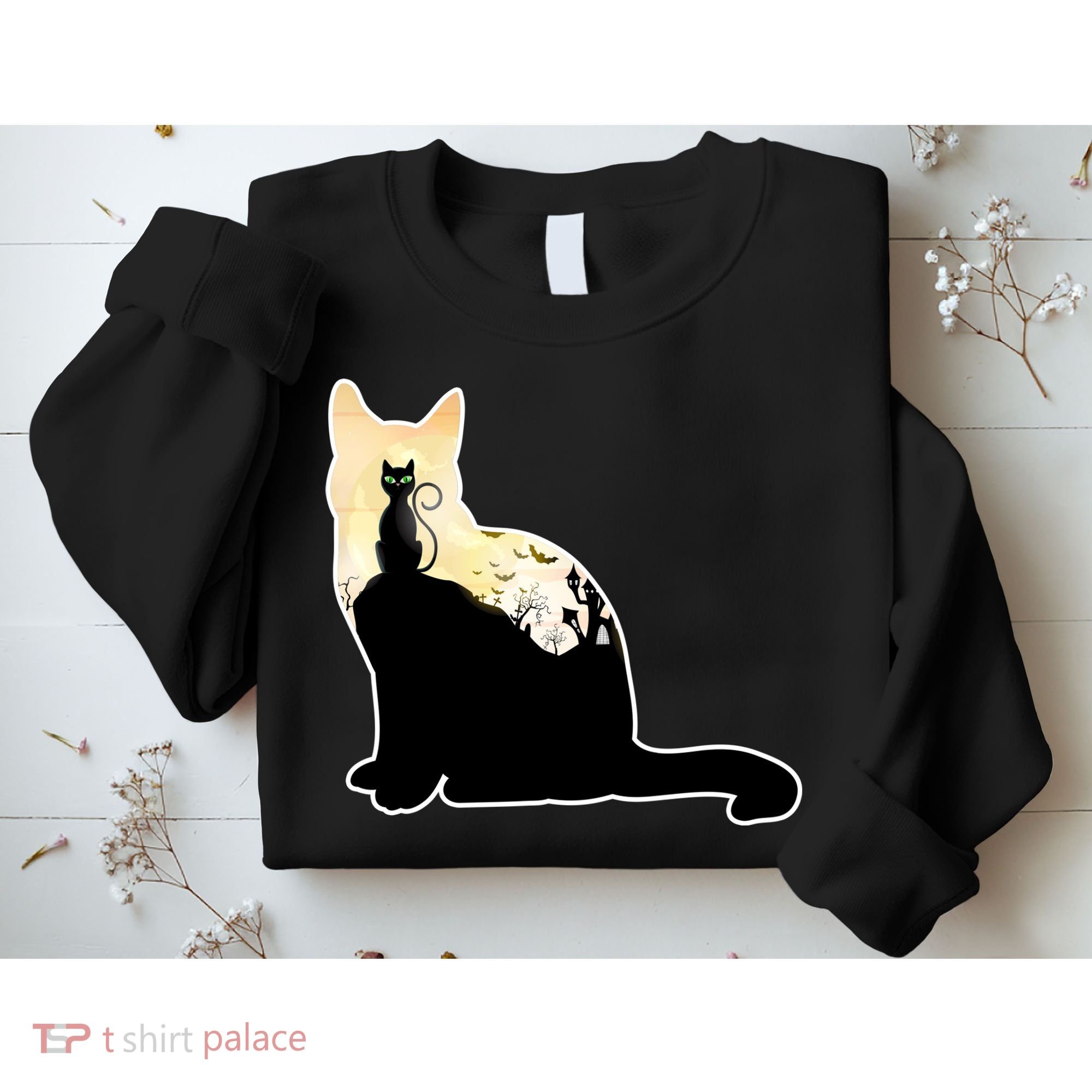 Black Cat Spooky Town Sweatshirt