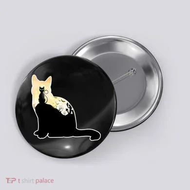 Black Cat Spooky Town Button