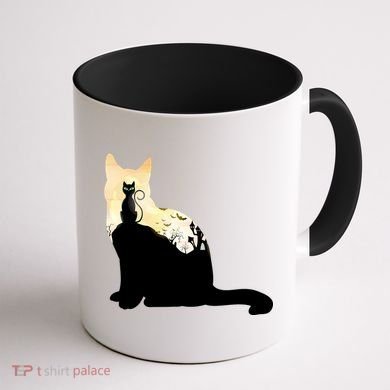 Black Cat Spooky Town Coffee Mug back