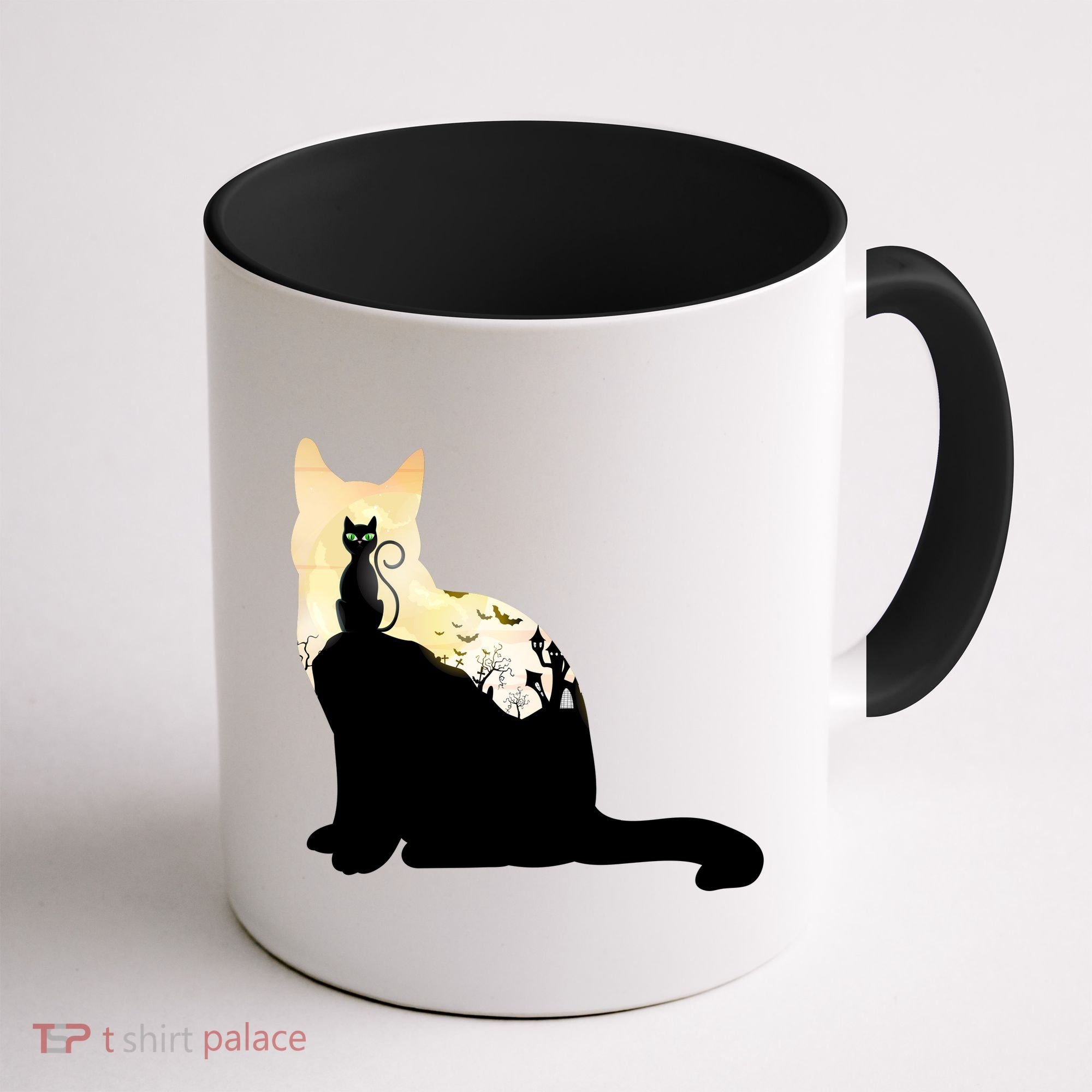 Black Cat Spooky Town Coffee Mug