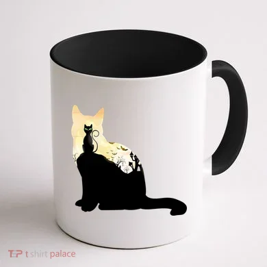 Black Cat Spooky Town Coffee Mug back