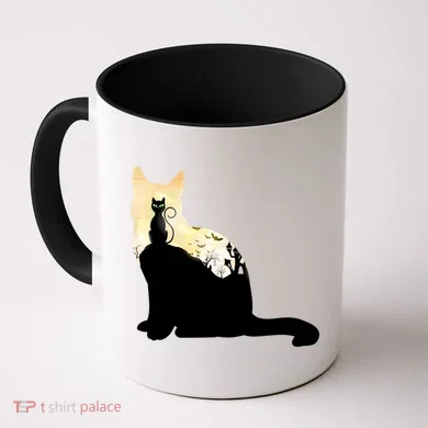 Black Cat Spooky Town Coffee Mug