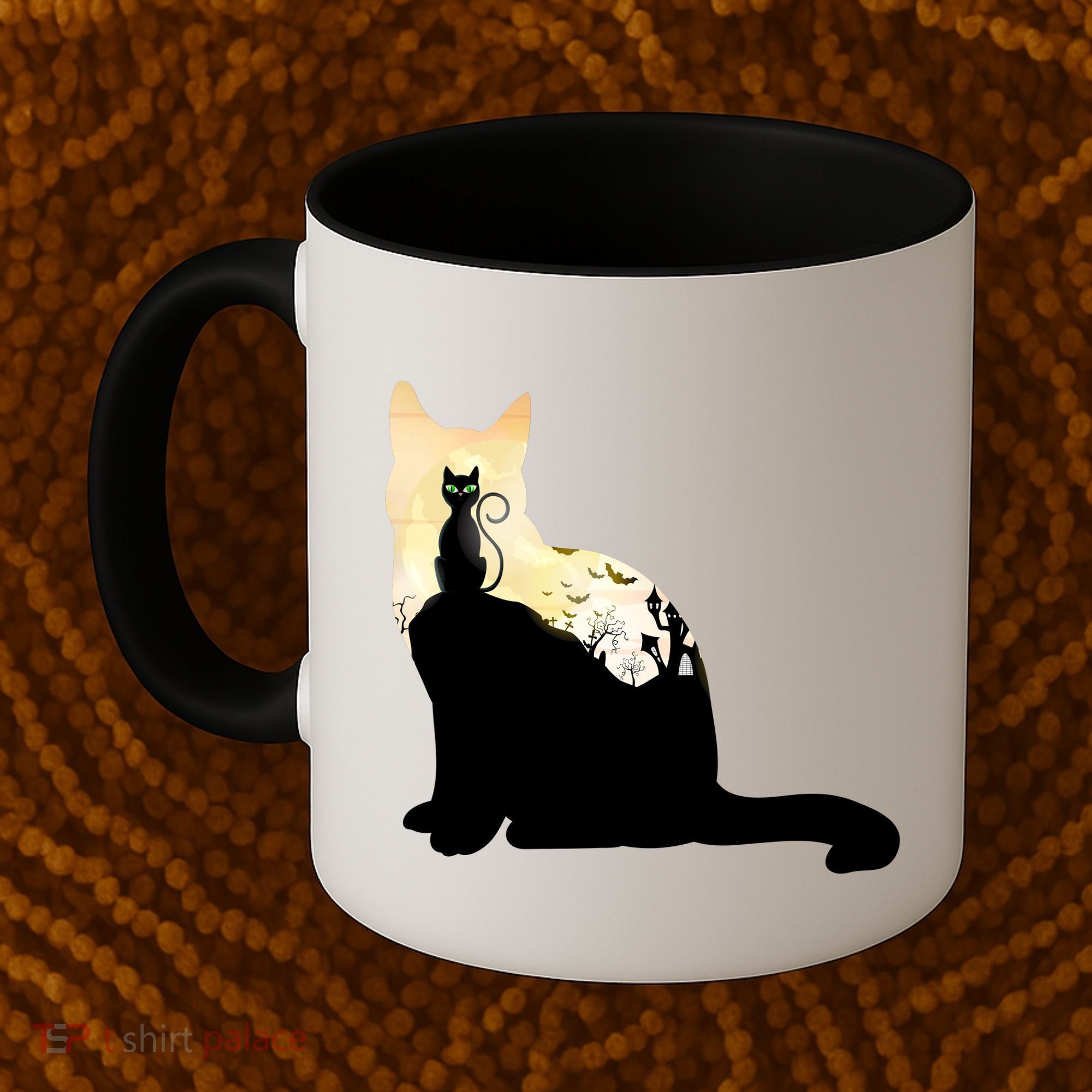 Black Cat Spooky Town Coffee Mug
