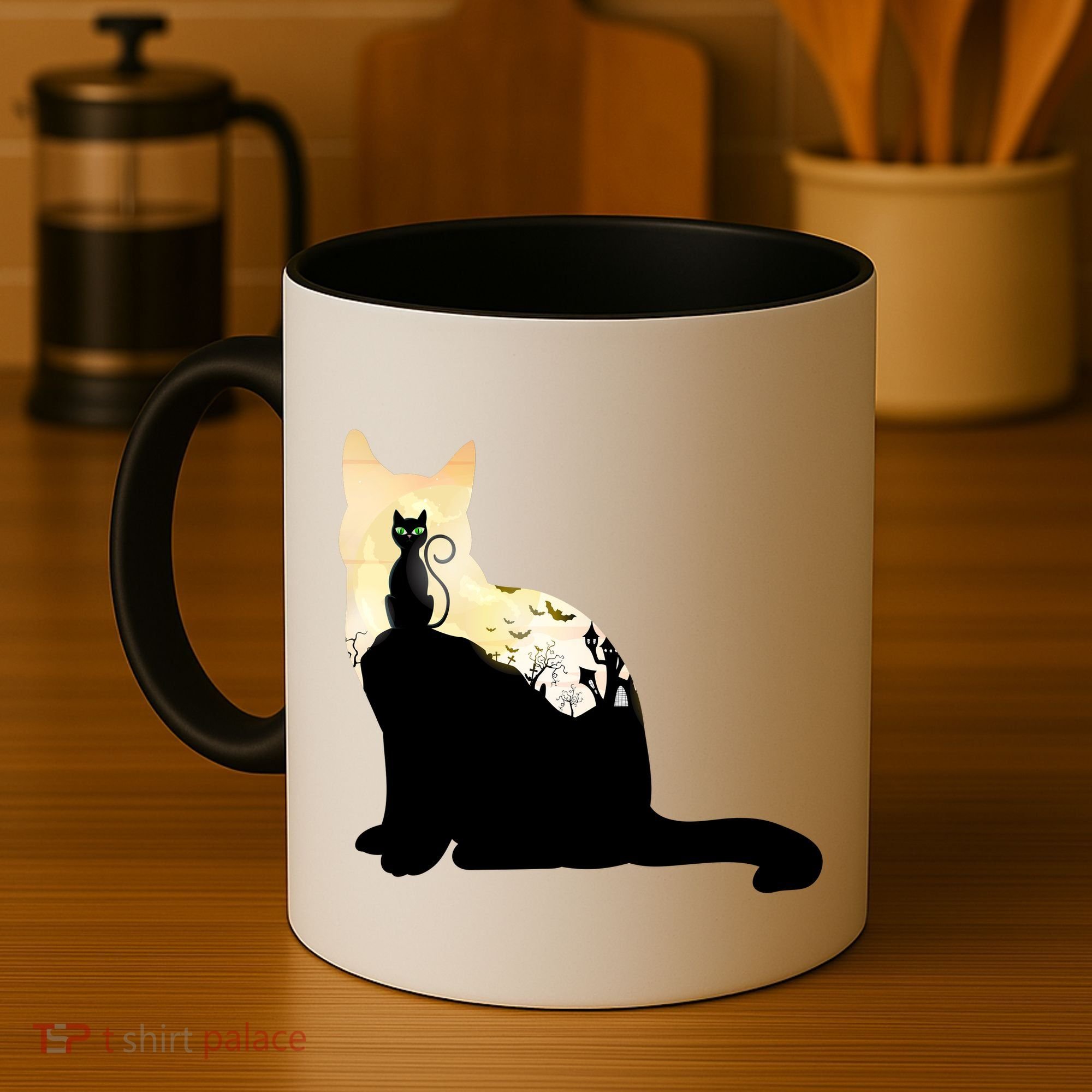Black Cat Spooky Town Coffee Mug