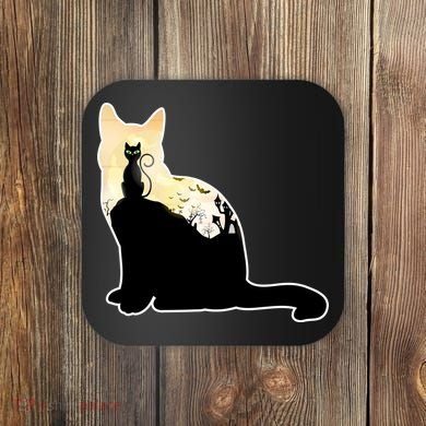 Black Cat Spooky Town Coaster
