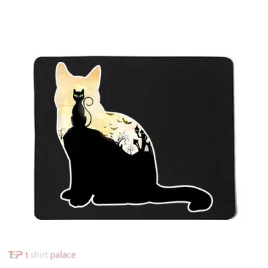 Black Cat Spooky Town Mousepad