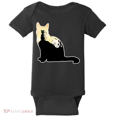 Black Cat Spooky Town Baby Bodysuit