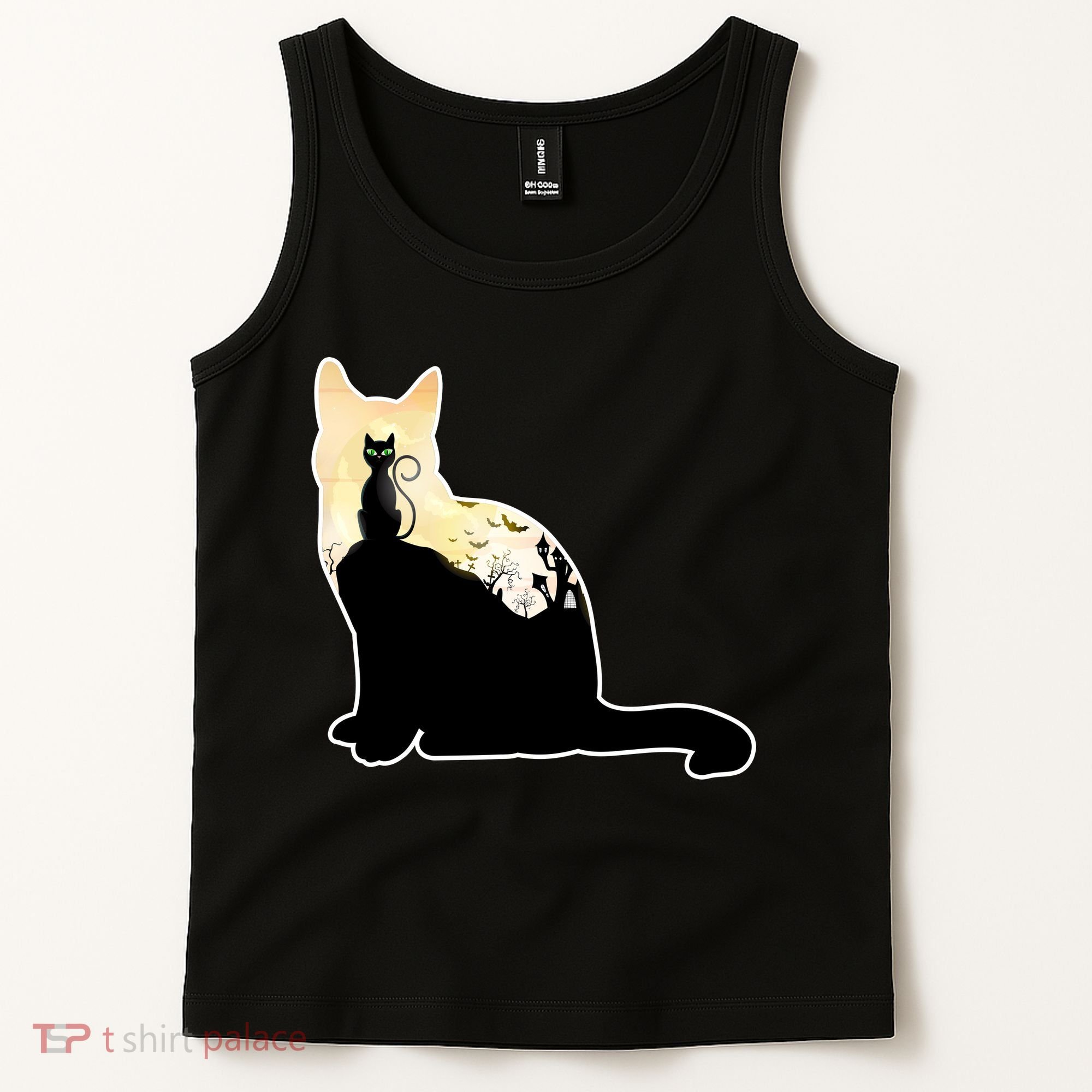 Black Cat Spooky Town Tank Top
