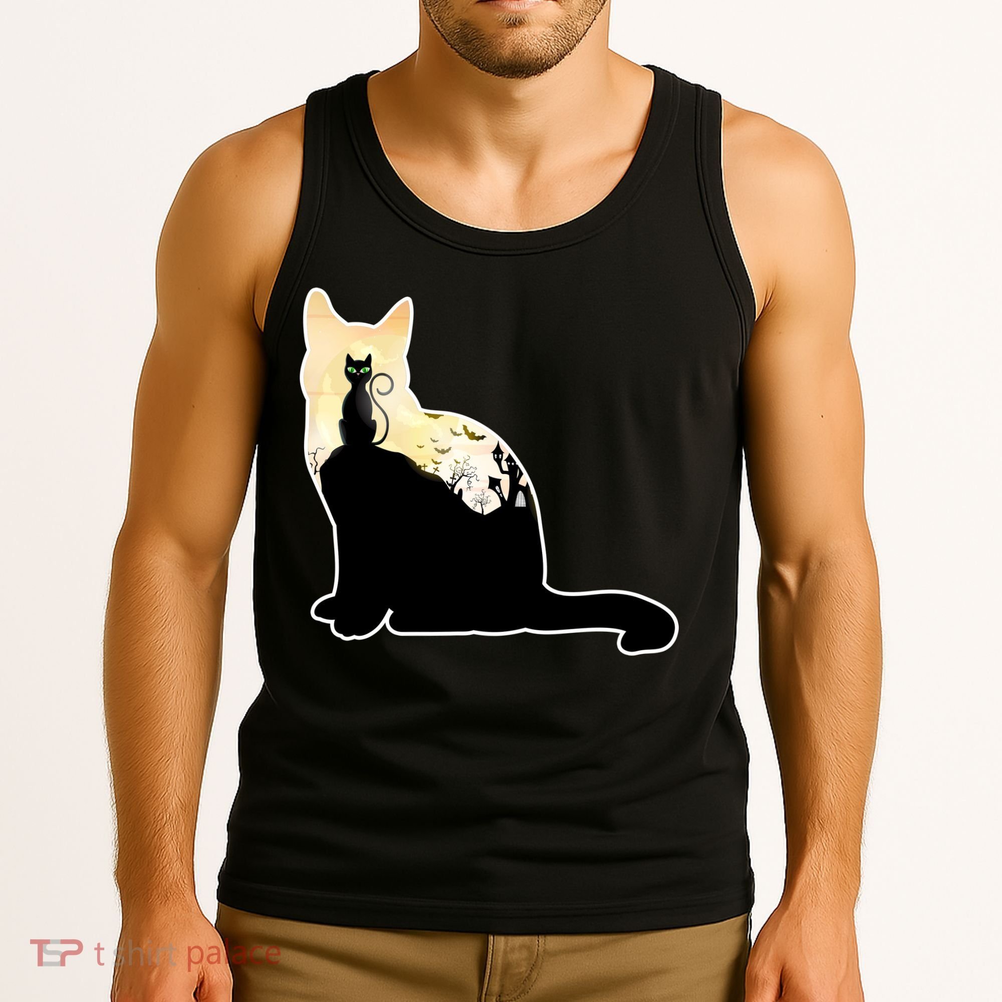 Black Cat Spooky Town Tank Top