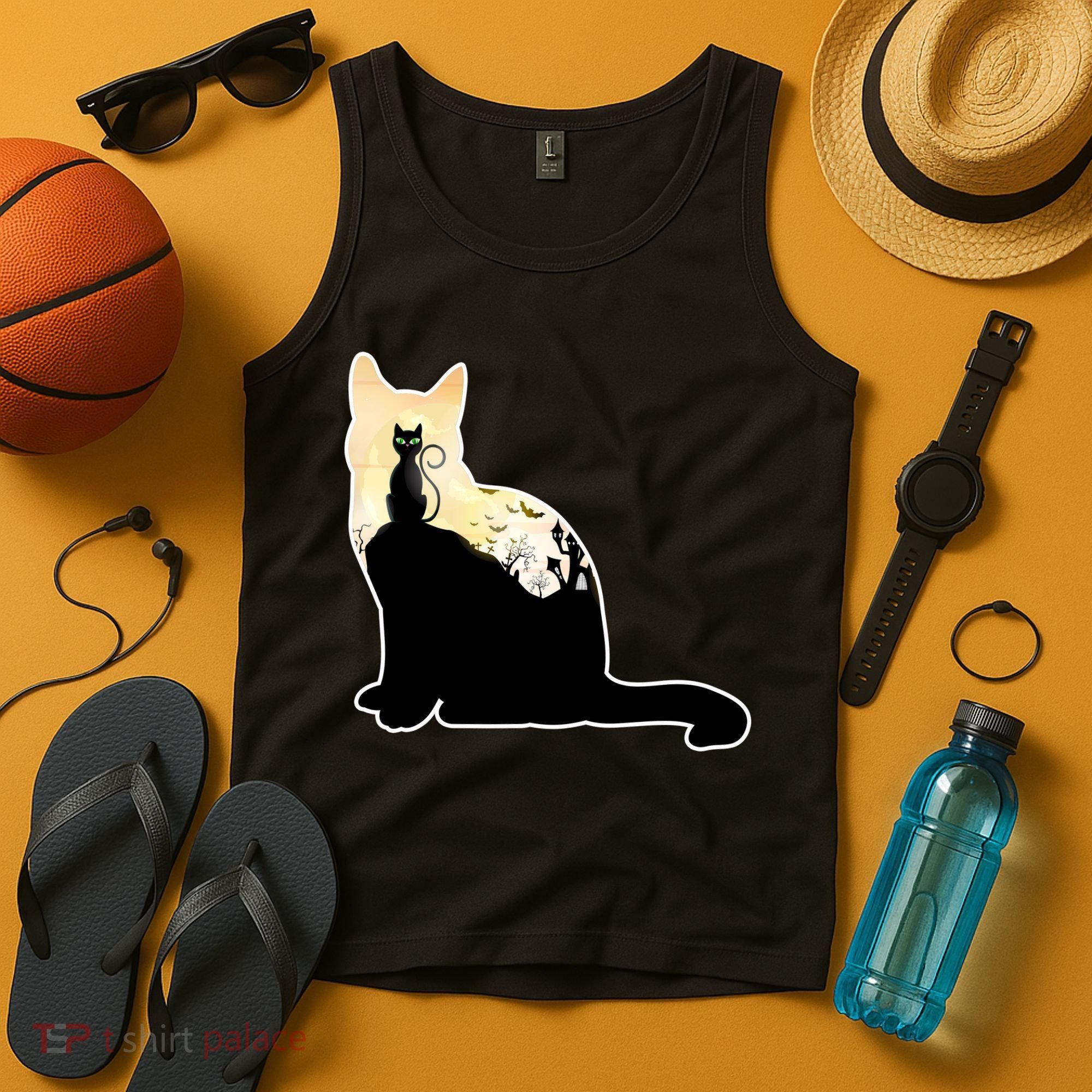 Black Cat Spooky Town Tank Top