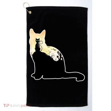 Black Cat Spooky Town Golf Towel