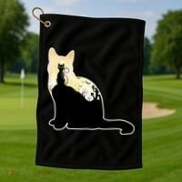 Black Cat Spooky Town Golf Towel thumb 1