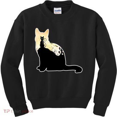 Black Cat Spooky Town Kids Sweatshirt