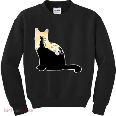 Black Cat Spooky Town Kids Sweatshirt