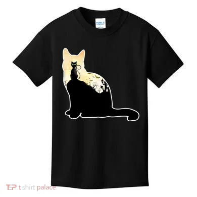 Black Cat Spooky Town Kids T-Shirt