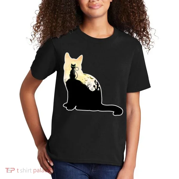 Black Cat Spooky Town Kids T-Shirt